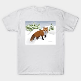 Red Fox in the Snow T-Shirt